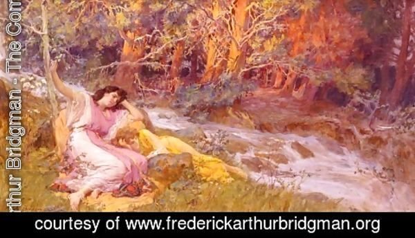 Frederick Arthur Bridgman - Reclining By A Stream
