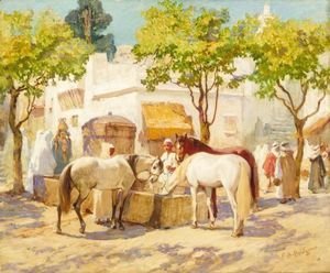 Frederick Arthur Bridgman - At The Fountain, Algiers