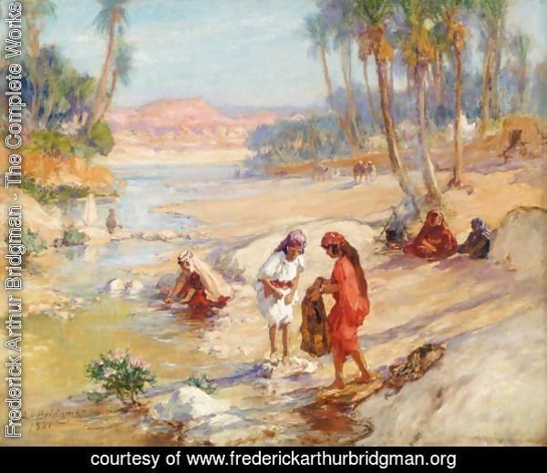 Women Washing Clothes In A Stream